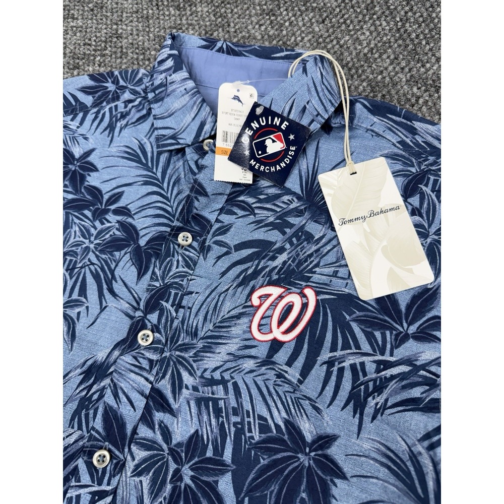 Washington Nationals Tommy Bahama Men's Small Blue Tropical Hawaiian Camp Shirt